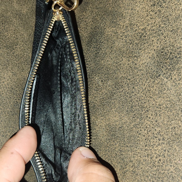 Michael Kors Top Handle Bag Black Leather Gold-Tone Hardware Flat Handle & Strap - Picture 5 of 5